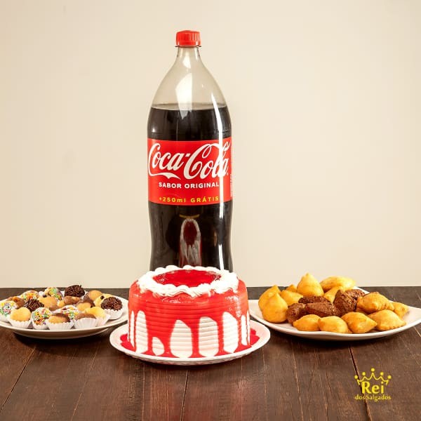 50 Salgadinhos | 25 Docinhos | 1 Refrigerante 2l | 1 Torta Baby - Aro 12