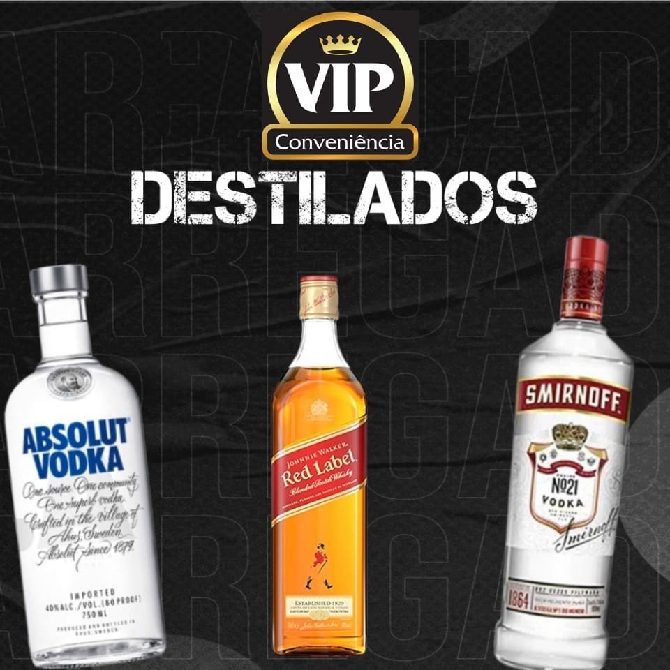 Bebidas : Bebidas Destiladas em promoção As melhores bebidas você encontra na Vip -  Conveniência e Bebidas, compre já. Suas bebidas preferidas com desconto e frete grátis e só aqui. As Melhores Marcas de Bebidas confira nossas opções. Whisky Red Label, Vodka Absolut, Vodka Smirnoff,  Bebida e Conveniência é Aqui !