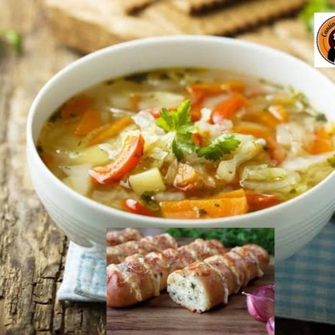 Deliciosa & Saborosa Sopa de Legumes de Carne Moída + Torradas Grátis .