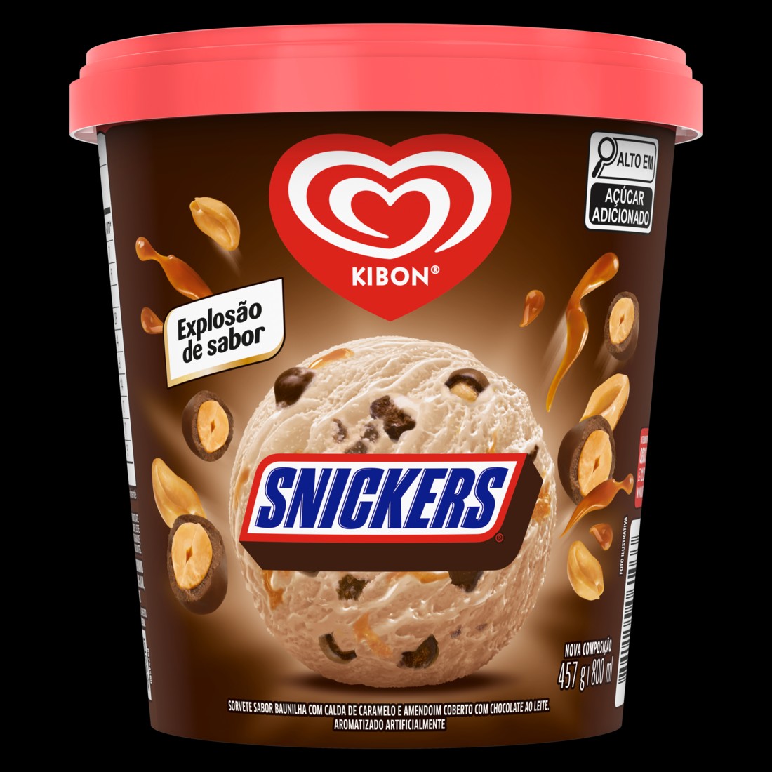 Mate sua fome da maneira mais deliciosa: sorvete cremoso sabor baunilha com calda de caramelo salgado, muito amendoim e cobertura de chocolate.