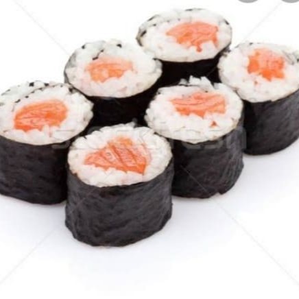 Alga, salmão e arroz