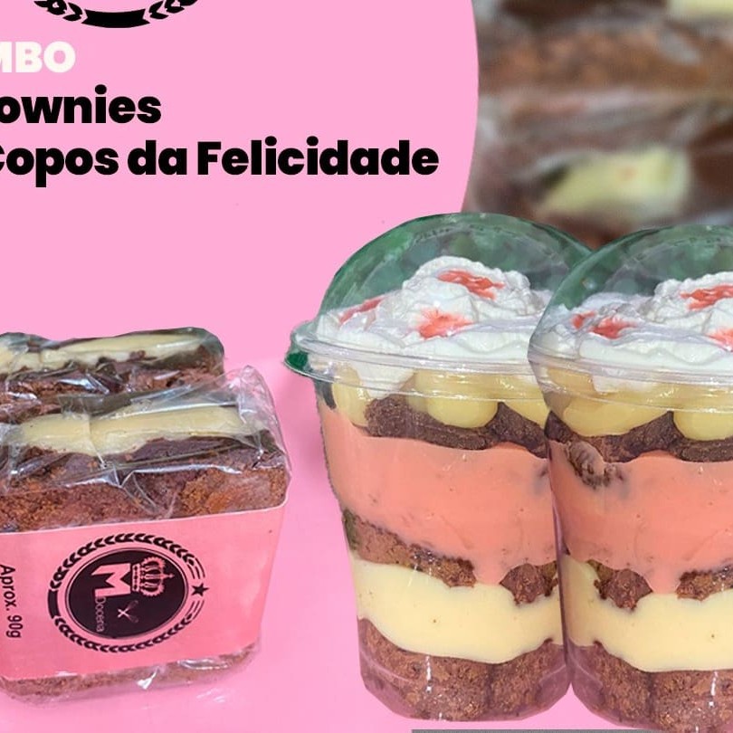 Combine o sabor dos nossos deliciosos copos da felicidade com 2 brownies irresistíveis. Uma experiência doce e completa!