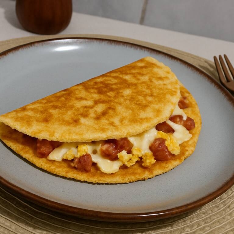 Crepioca de Bacon , Ovos, Muçarela e Orégano
