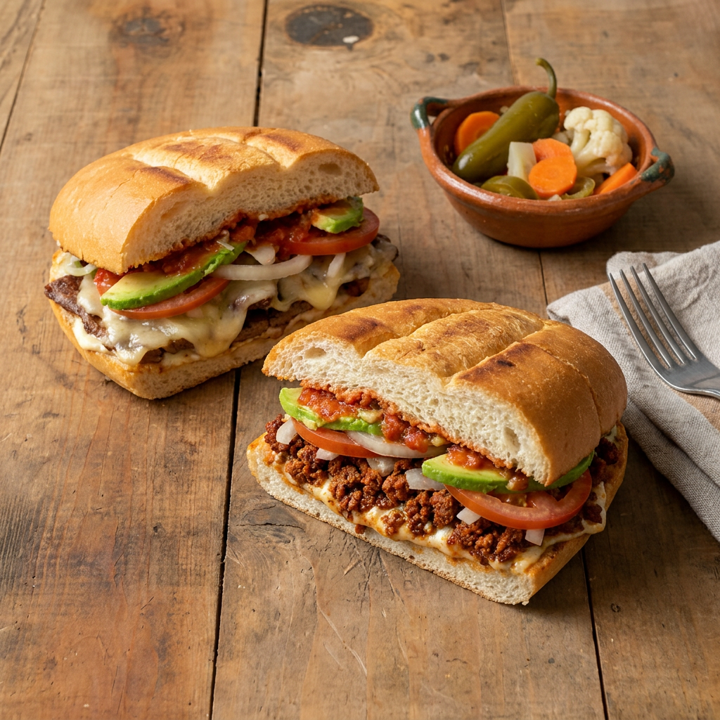 Torta Chorizo Queso + Torta de Bistec Queso