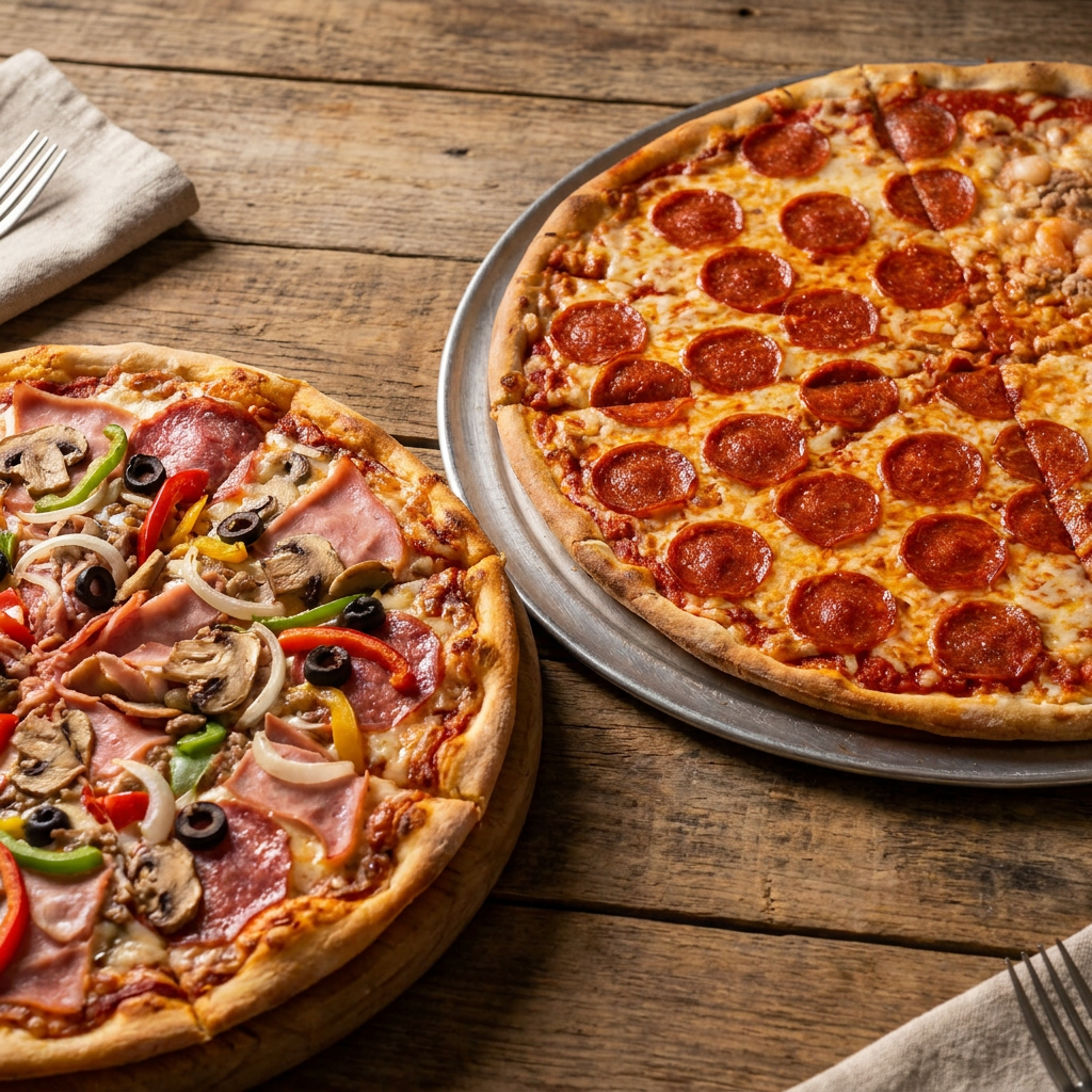 2 pizzas (Peperoni y Luisiana)