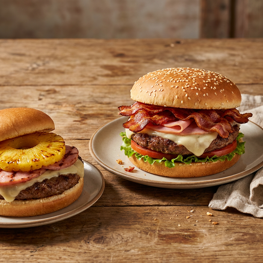 Hamburguesa Hawaiana + Hamburguesa con Tocino