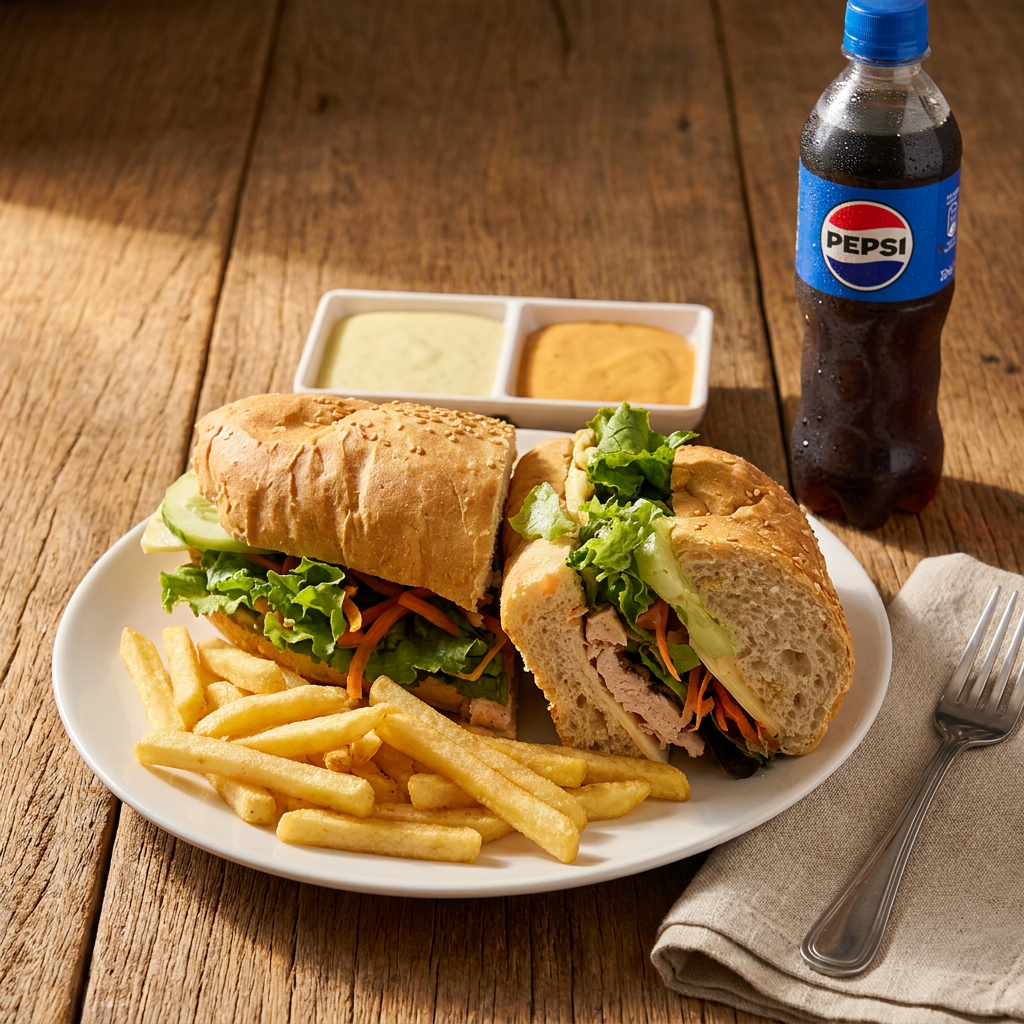 2 Medios Baguettes + 2 Papas + 2 Refresco
