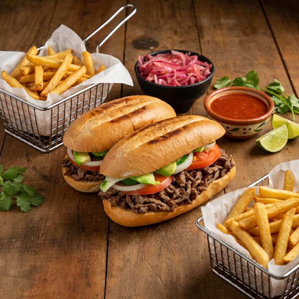 2 Tortas de Asada + 2 Ordenes de Papas