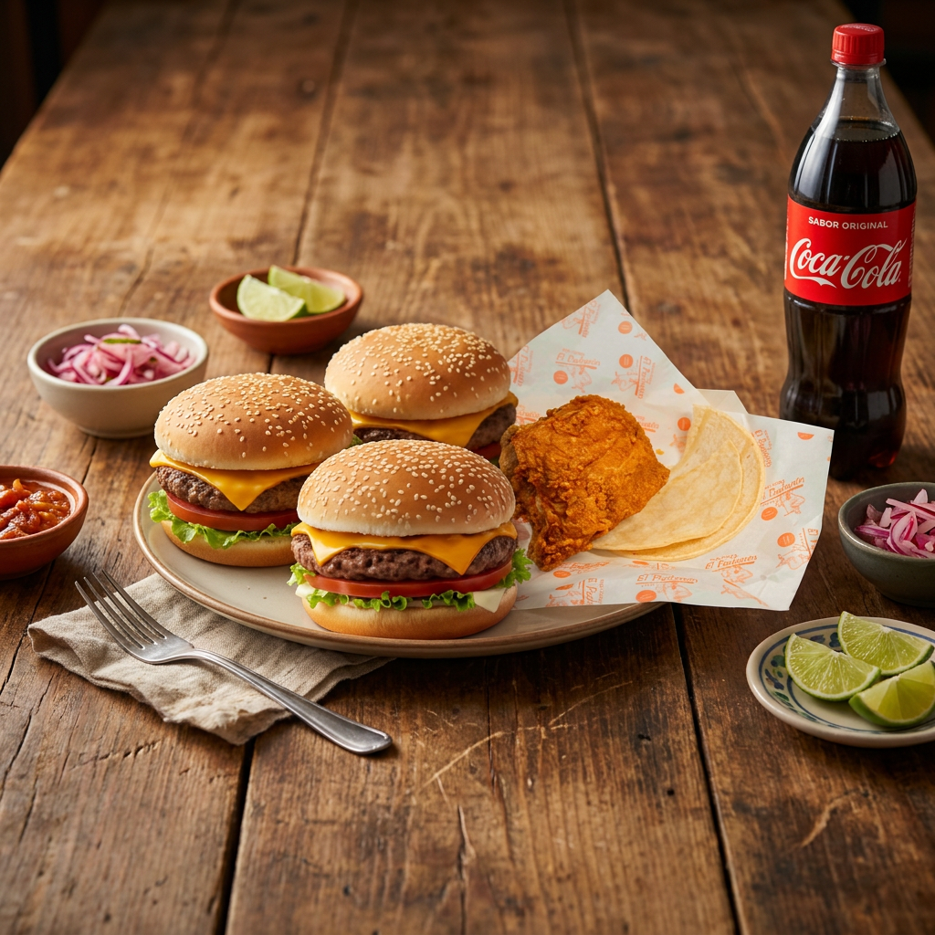 3 Hamburguesas + Cadera de Pollo + Refresco