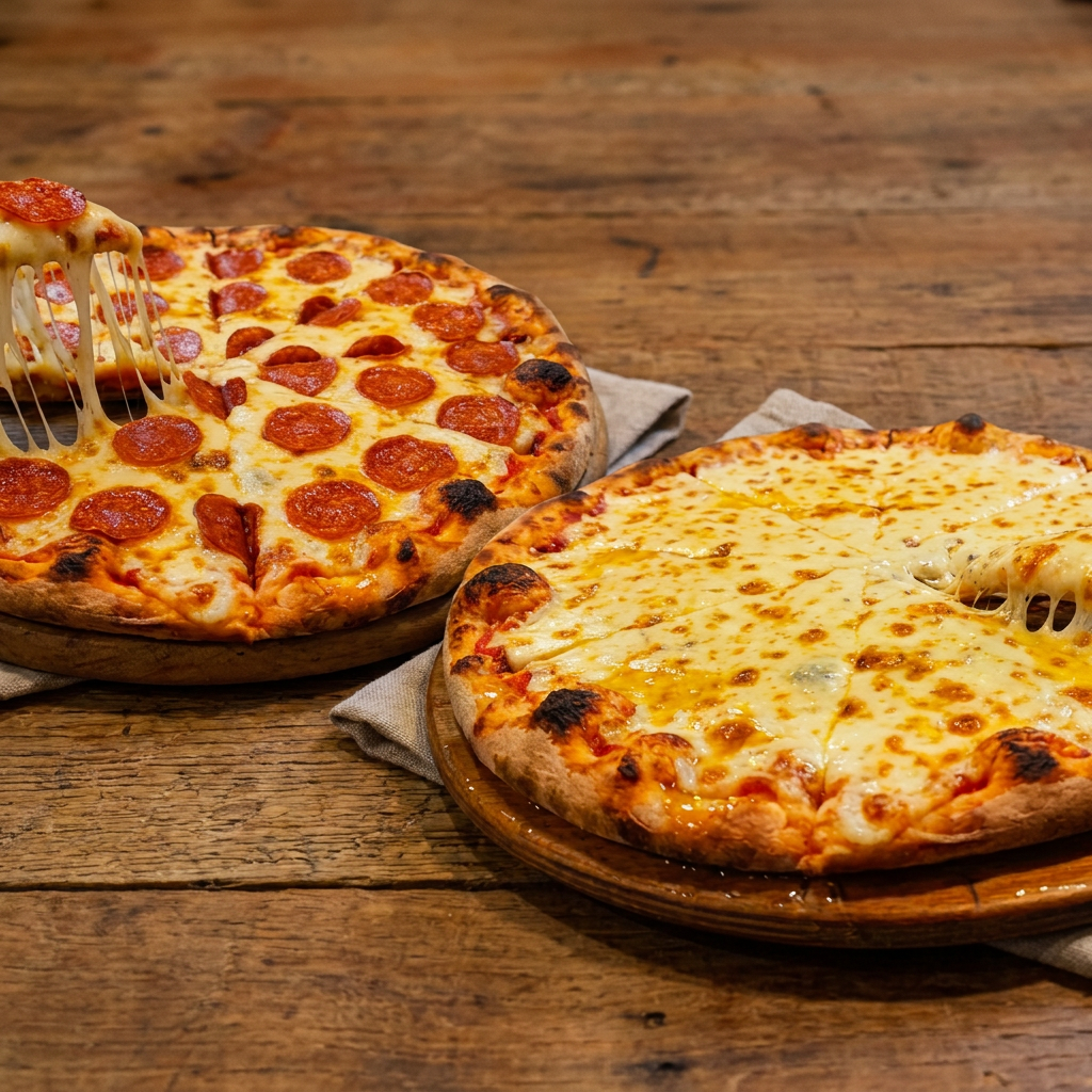 Pizza Peperoni + Pizza de Queso