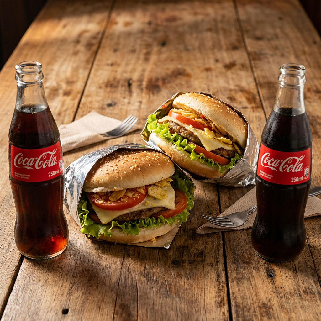 Combo 2 Hamburguesas Sencillas + 2 Coca Cola 250ml