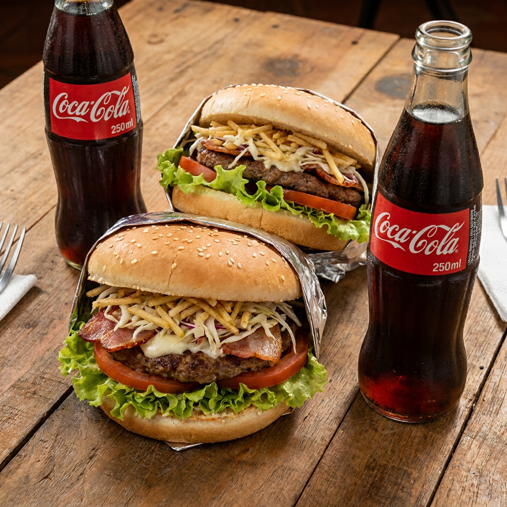 Combo 2 Hamburguesas Sencillas + 2 Coca Cola 250ml