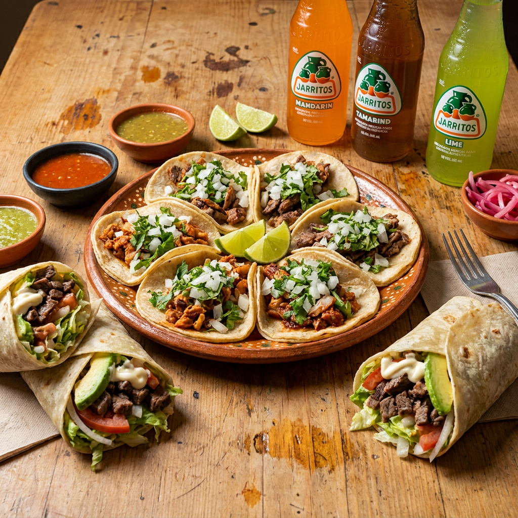 2 Burros+ 6 Tacos+ 2 Bebidas