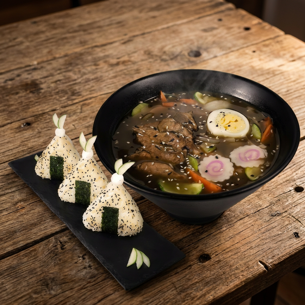 Combo Onigiris + Ramen Lomo de Cerdo