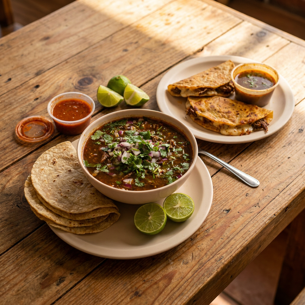 1/2 L. de Birria + Media Orden de Quesabirrias