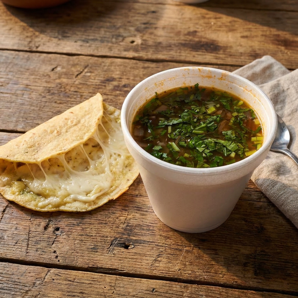 1 Quesadilla Sencilla solo Queso + 1 Consome