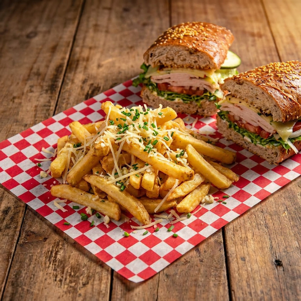 Combo Baguette Pechuga Pavo Ahumado + Papas