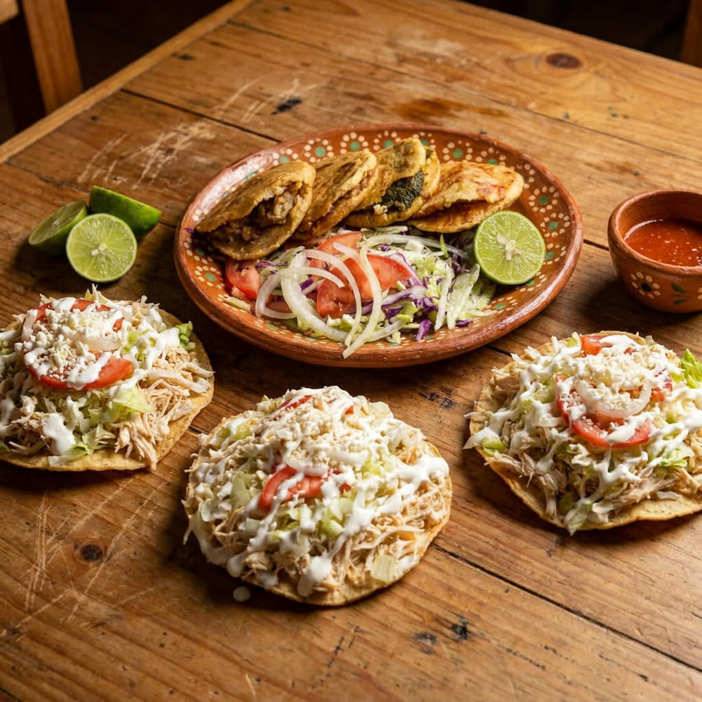 3 Gorditas +3 Tostadas de Pollo