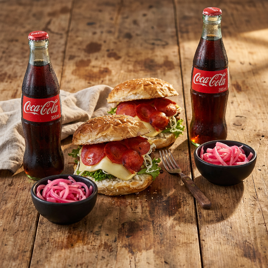 2 hamburguesas peperoni+2 refrescos355ml