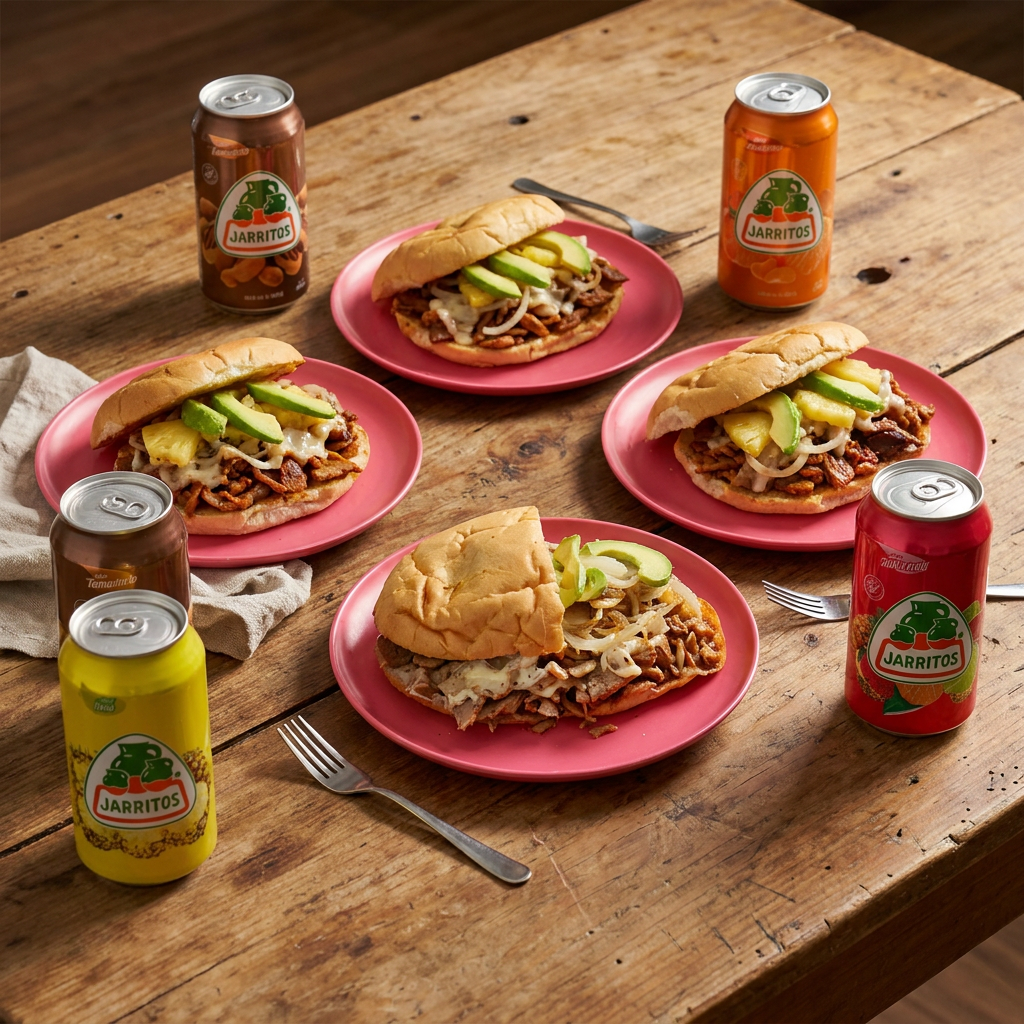 4 Tortas Pastor + 4 Jarritos