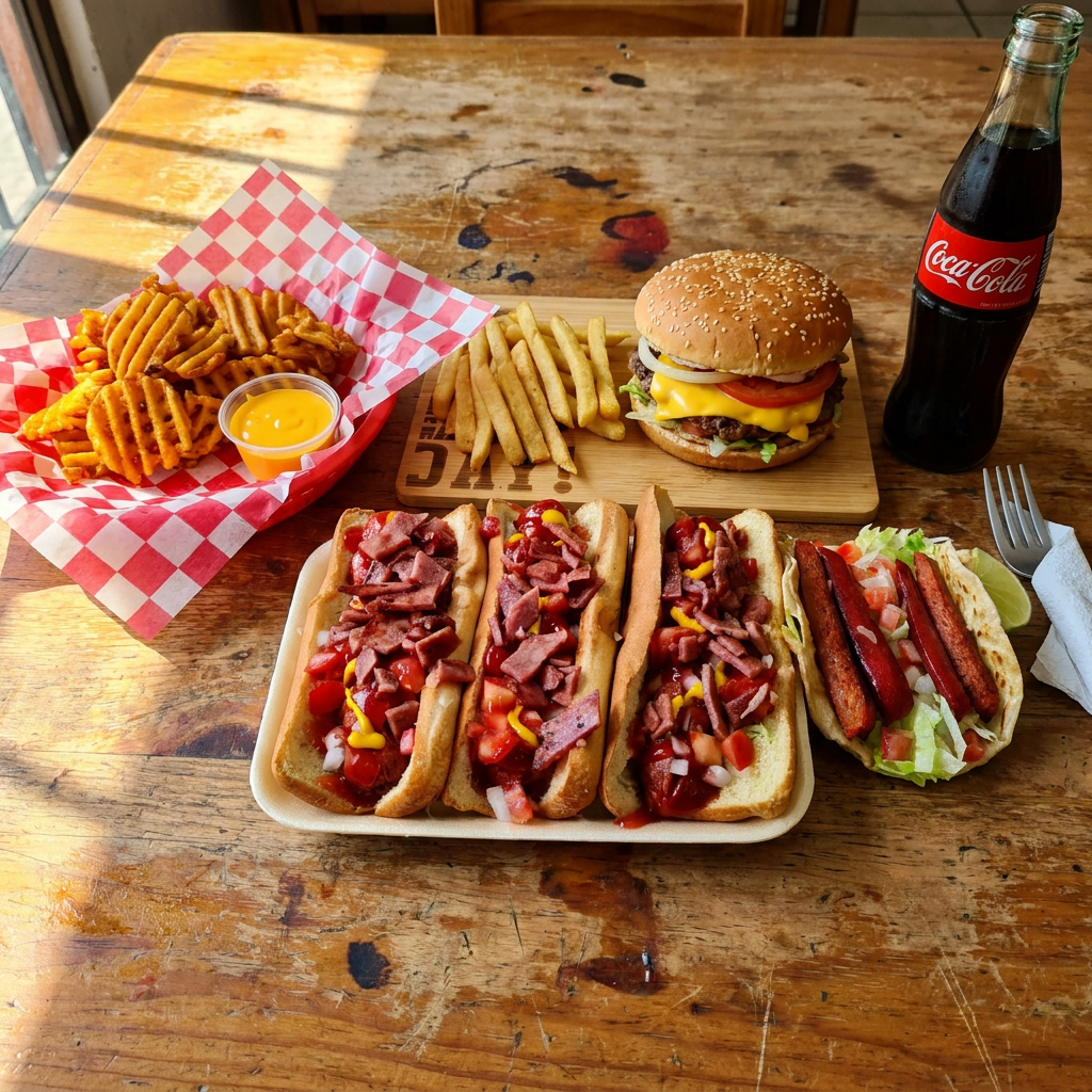 3 Hot Dogs + 1 Clasica + 1 Papa Waffle + 1 Taco