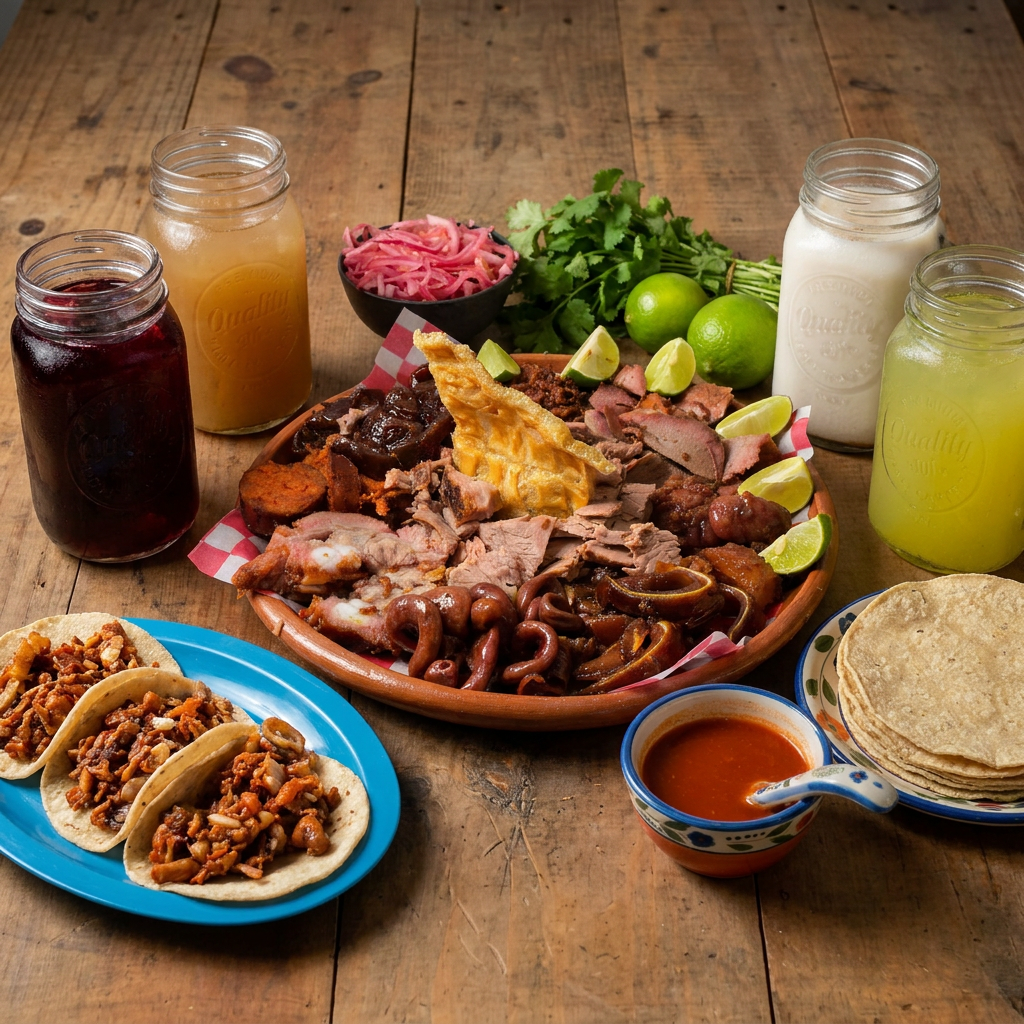 1 Kilo de Carnitas + 4 Aguas