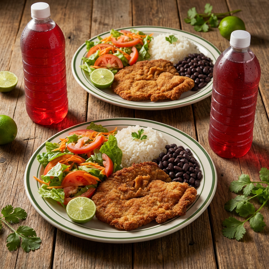 2 Bistec de Puerco Empanizado + 2 Agua de Jamaica