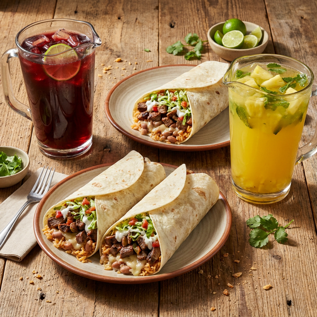 Combo Burrito California Asada + Agua De La Casa