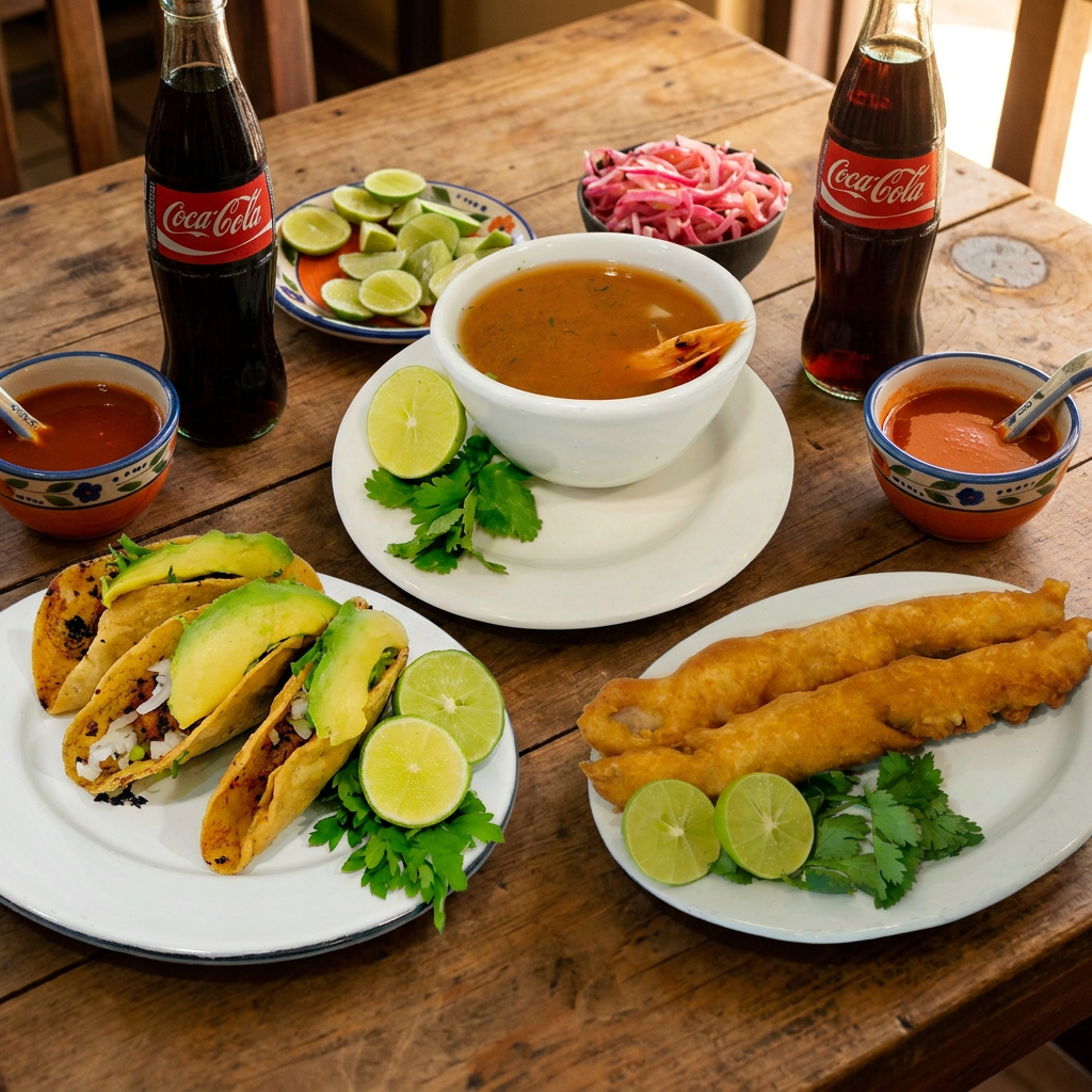 Consomé + Quesadillas Cazón + Pescaditos Reina