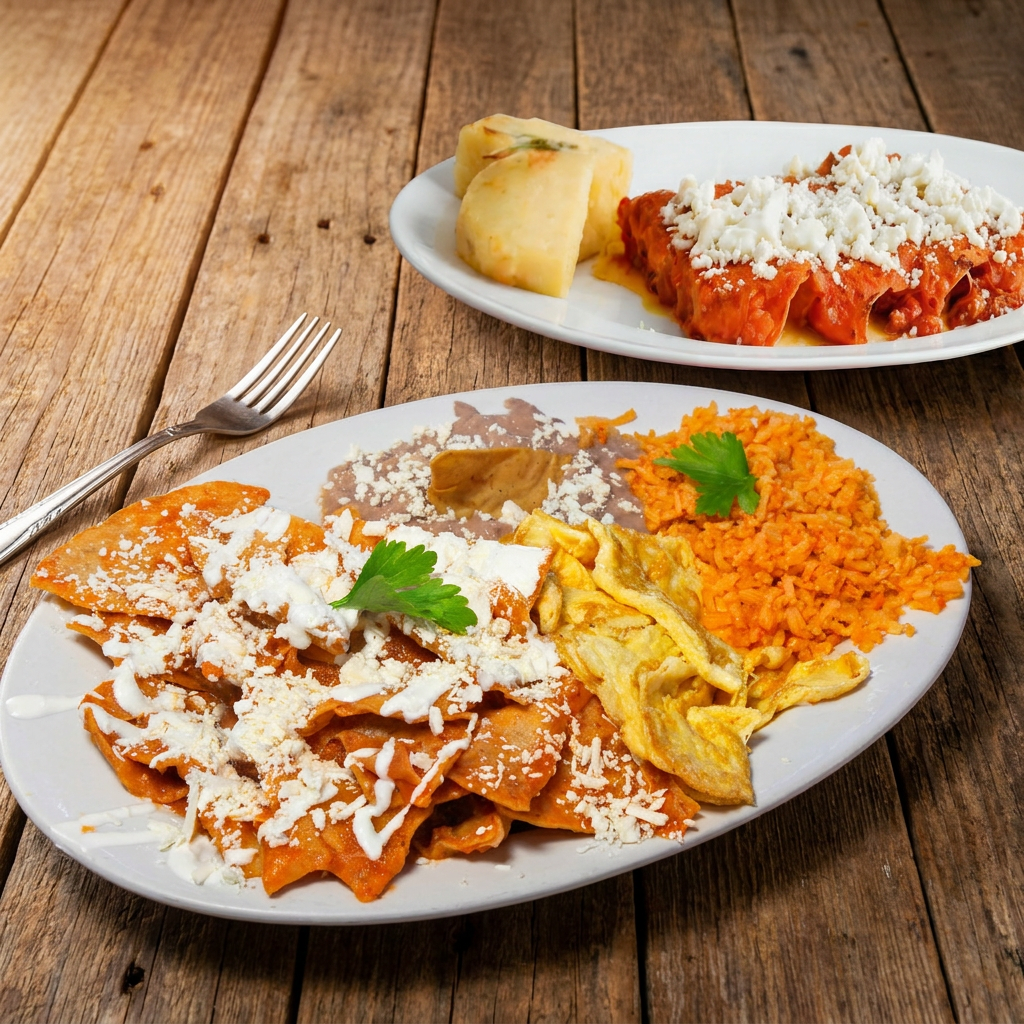 Enchiladas Rojas de Queso+Chilaquiles Rojos