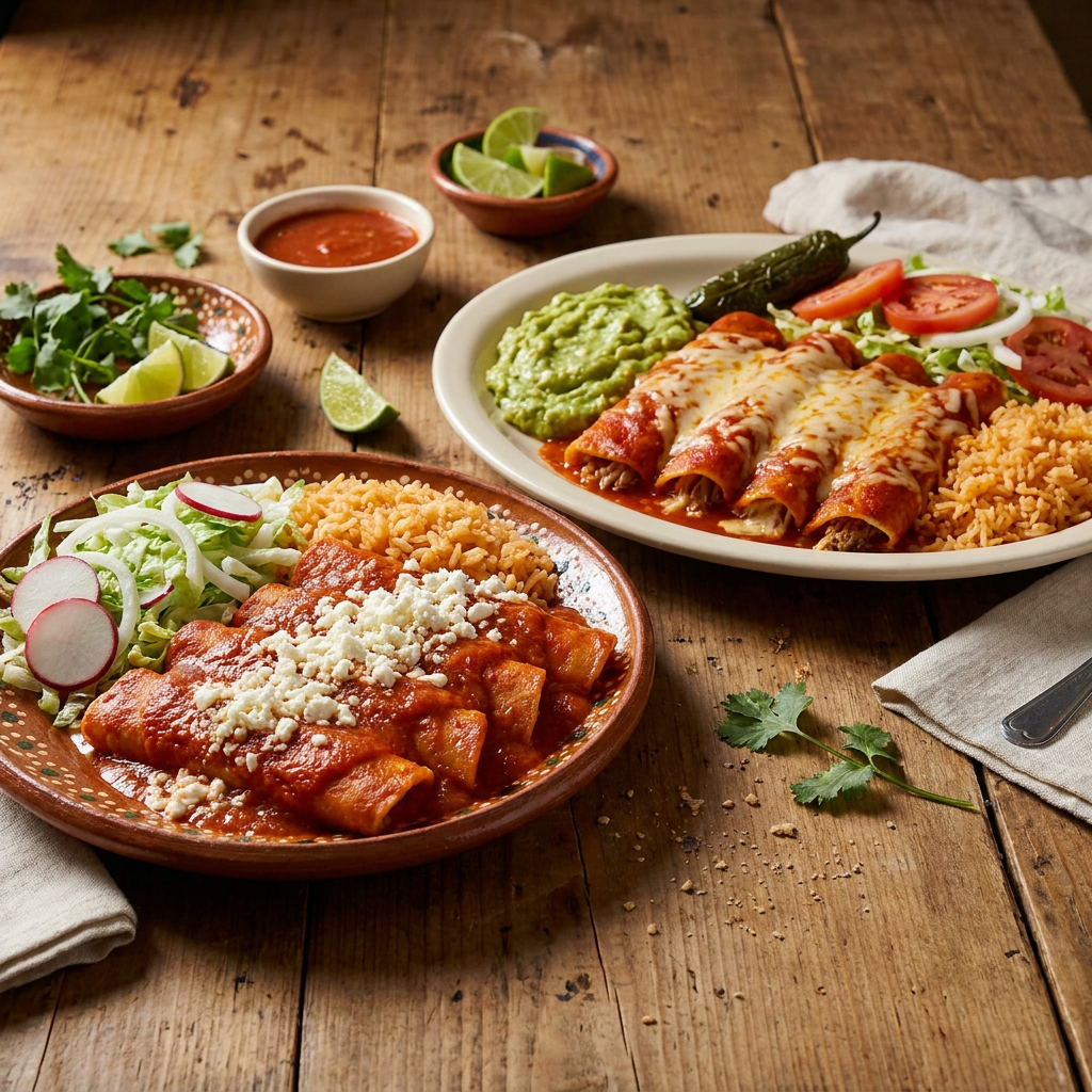 Enmoladas + Enchiladas Rojas