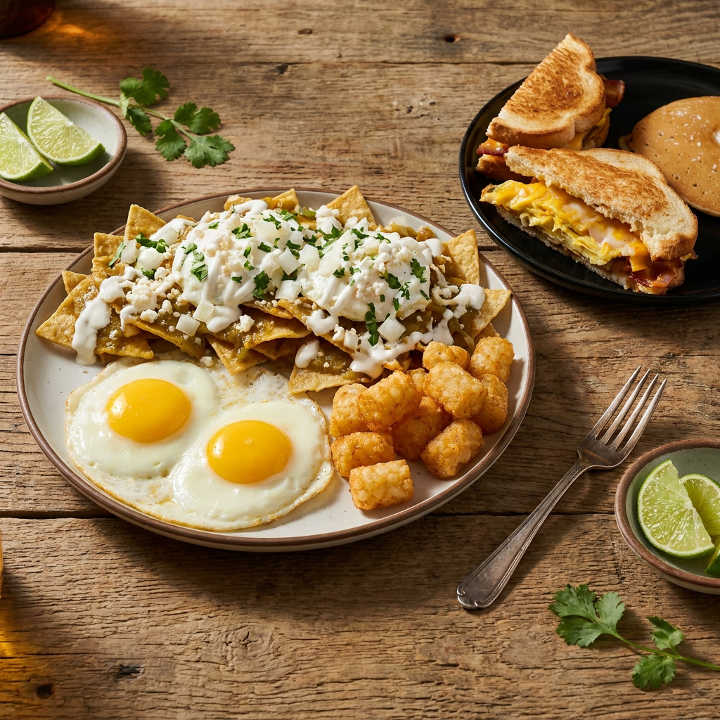 Chilaquiles con Huevo+Breakfast Sandwich