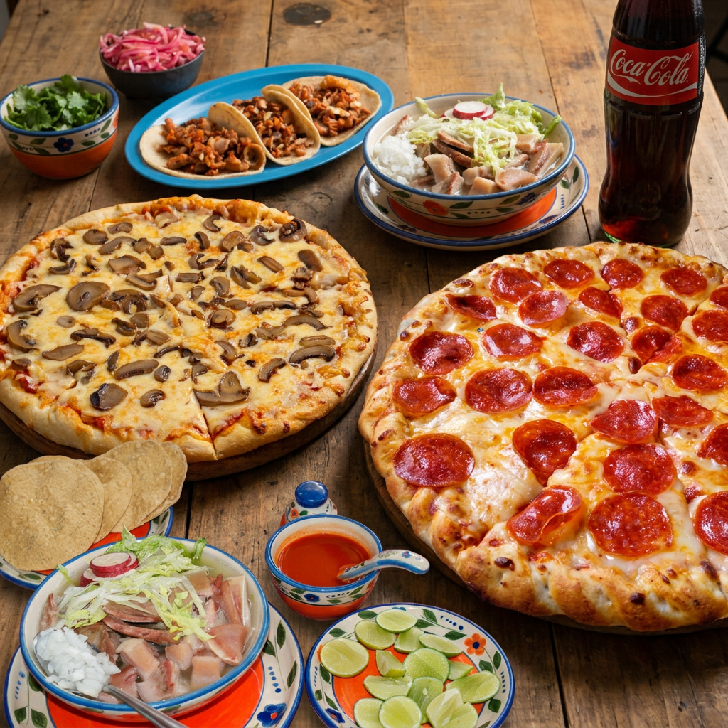 Pizza Champiñones 14" + Pizza Pepperoni de 14"