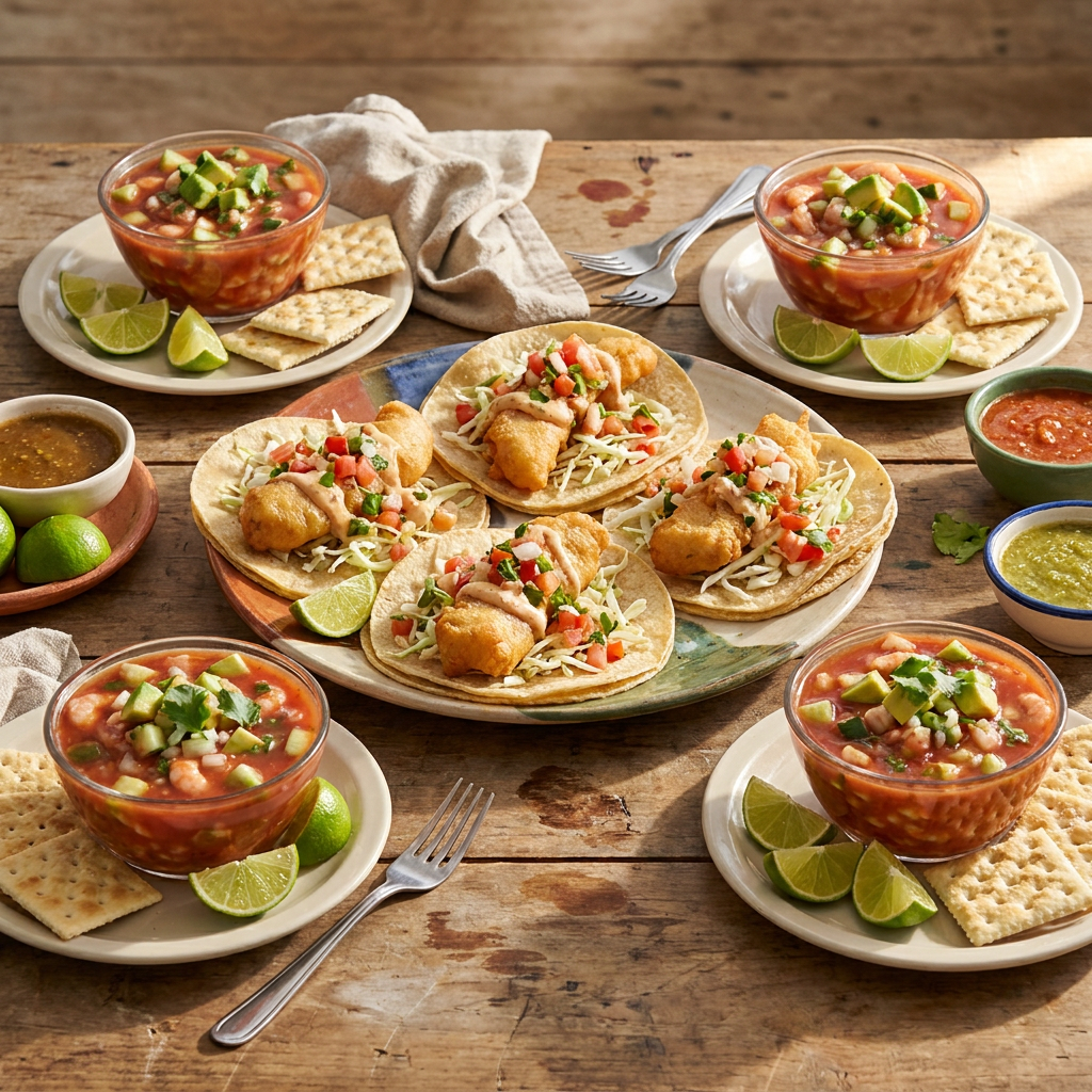 Combo 4 Pescaditos a la Reina + 4 Cocteles Camarón
