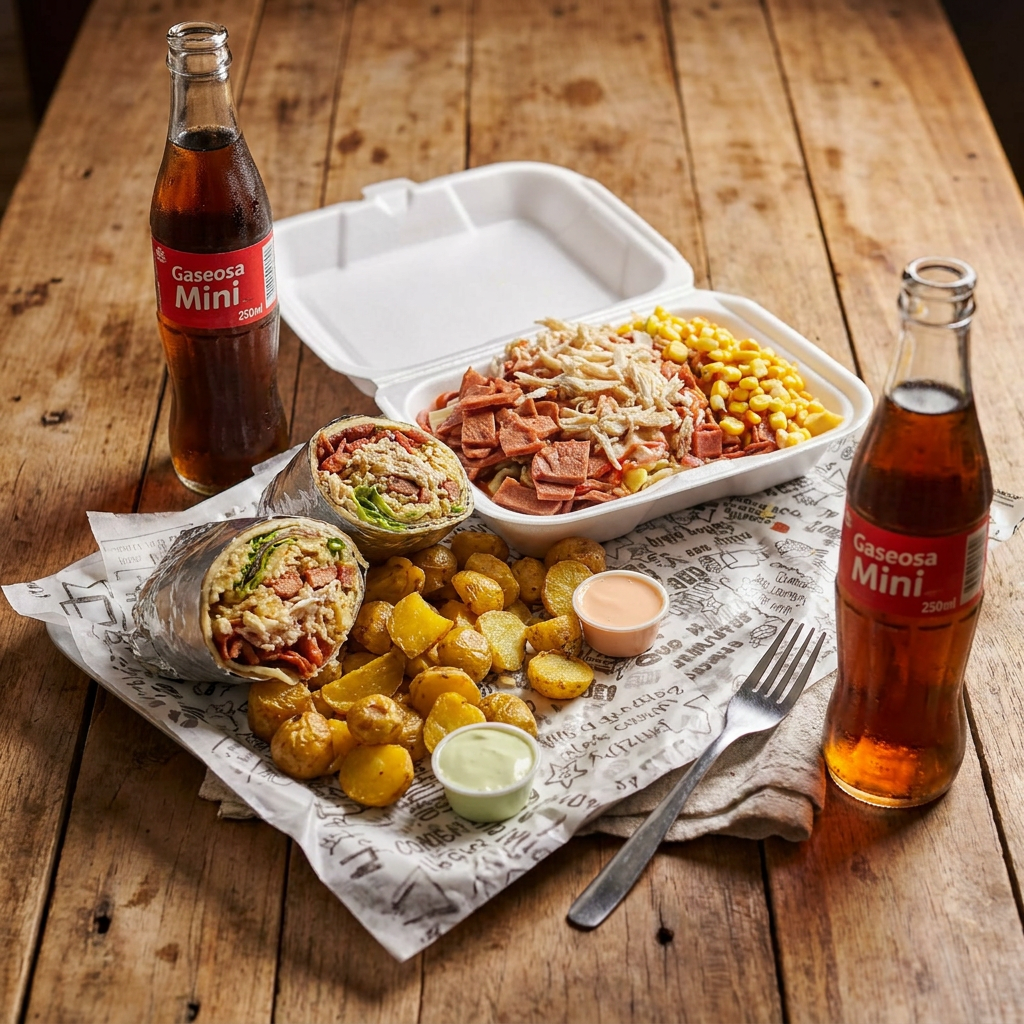 Chilombiano Doble Especial + 2 gaseosas Mini