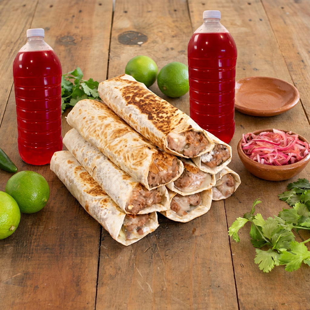 Combo Burro de Frijol con Queso*2 + Agua Jamaica*2