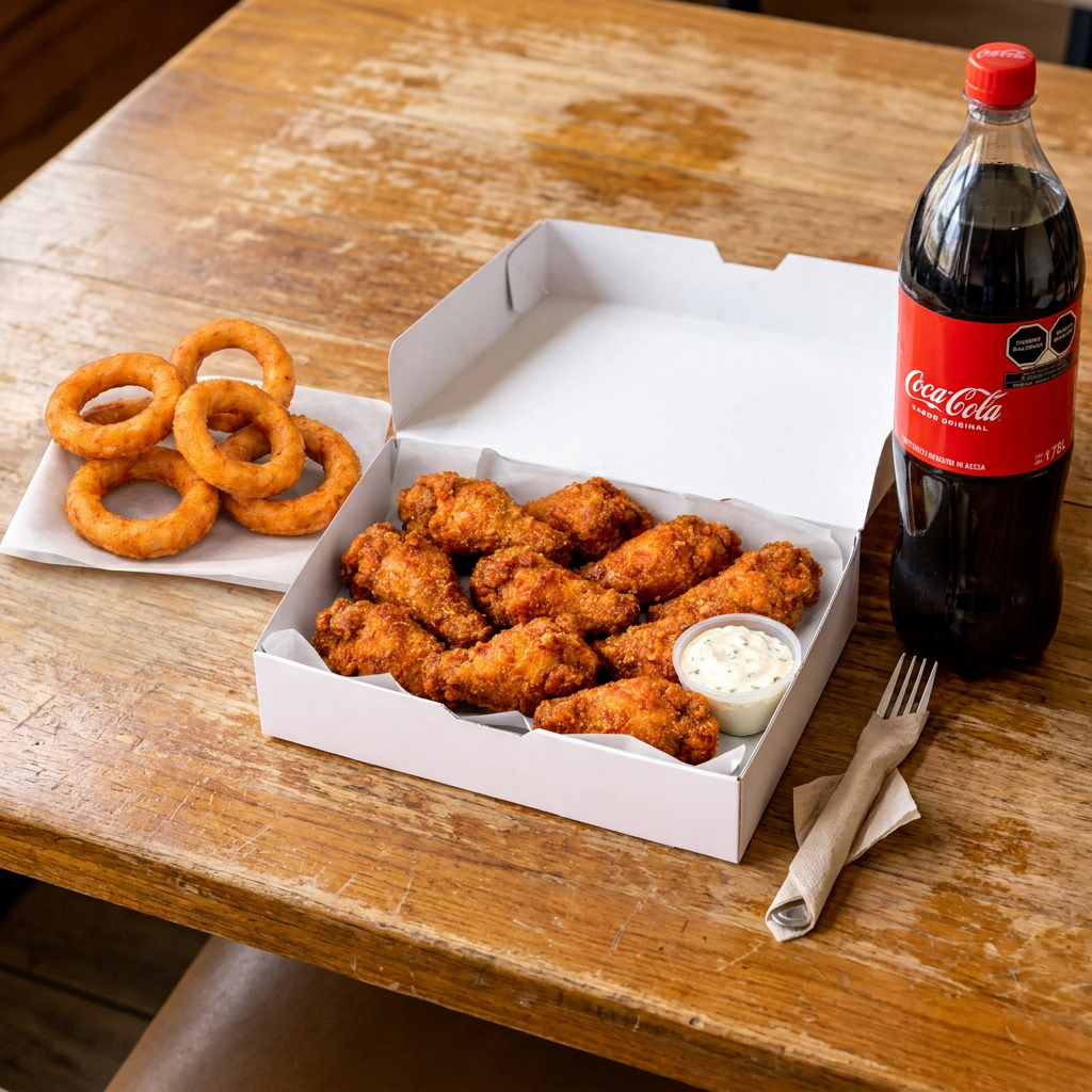 Combo 9 Alitas + Aros de Cebolla + Coca Cola