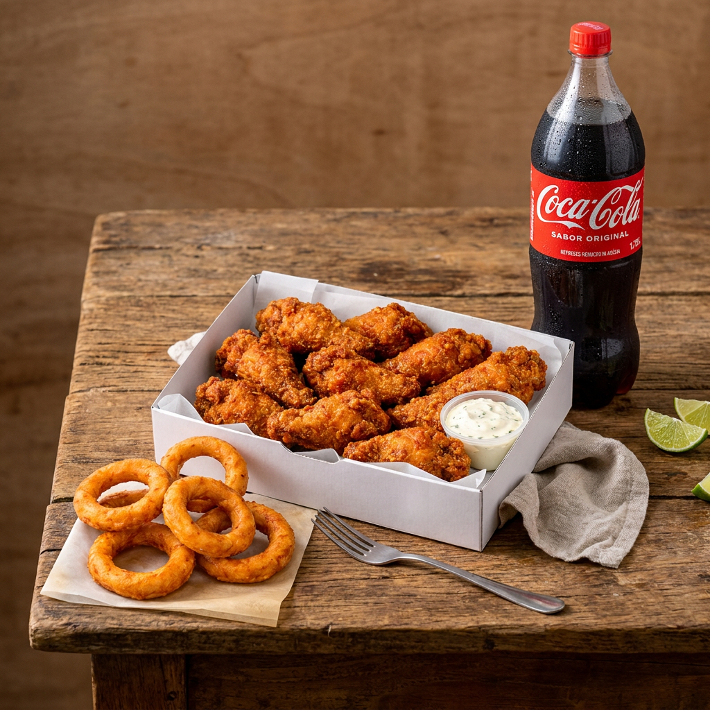 Combo 9 Alitas + Aros de Cebolla + Coca Cola
