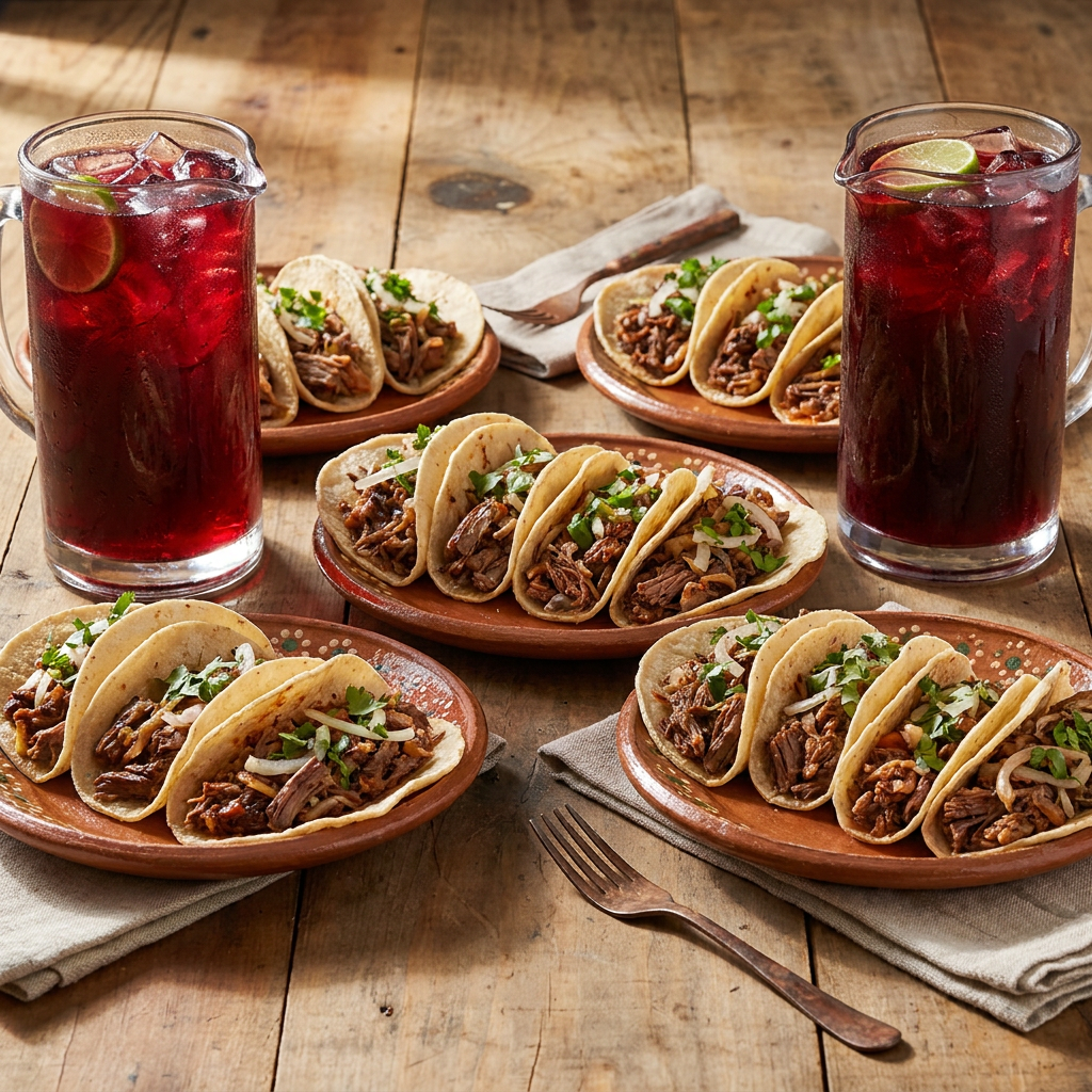 Combo 4 tacos de barbacoa + consomé + bebida