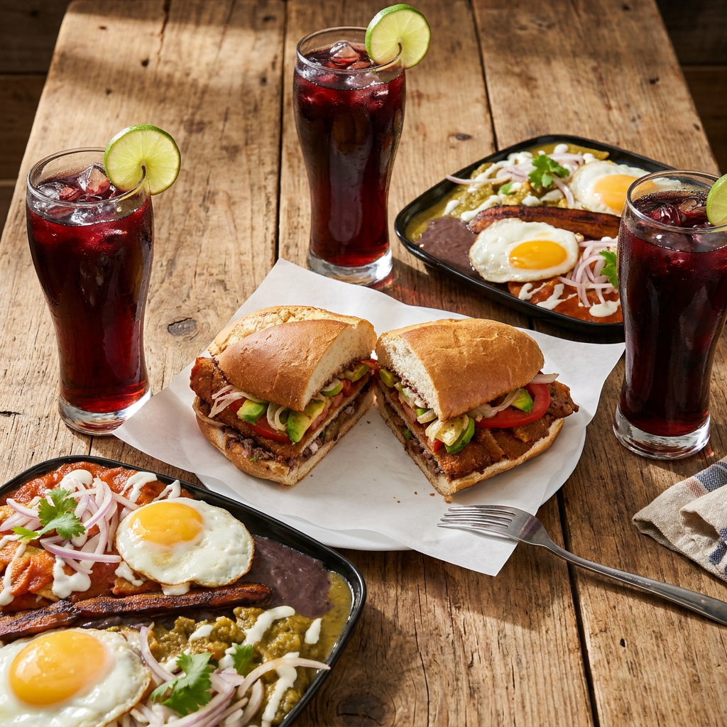 2 Chilaquiles Divorciados + 1 Torta + 3 Aguas J.