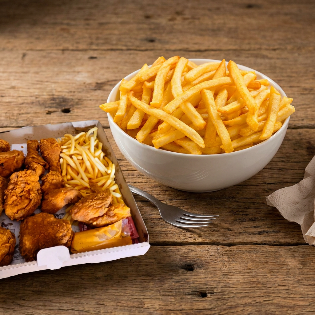 Pollo Crujiente 5 Pzas + Papas a la Francesa 200gr