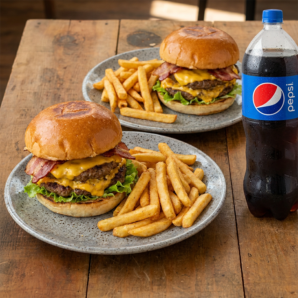 Promo 2 Hamb. Double Chesse + 1 PEPSI 1.75
