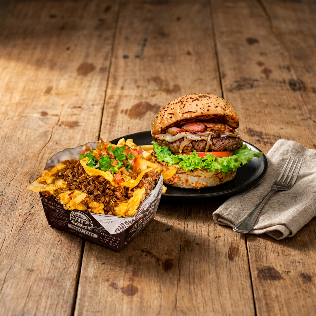 Combo! Hamburguesa Artesanal + Papas Mixtas