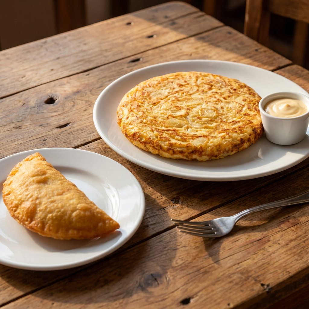 Empanada Sencilla + Tortilla Aliñada con Queso