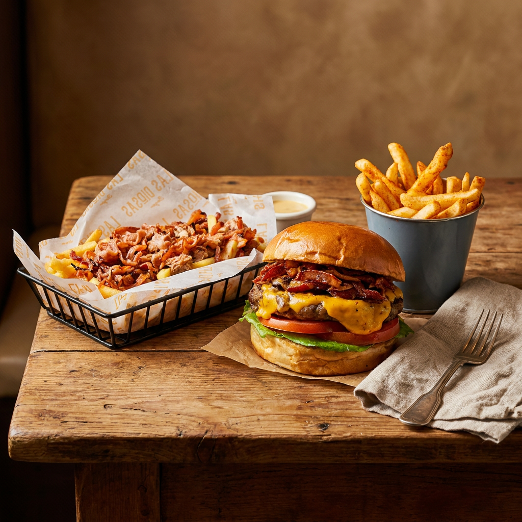 Combo Mundial Cheese Burger + Papas Pulled Pork