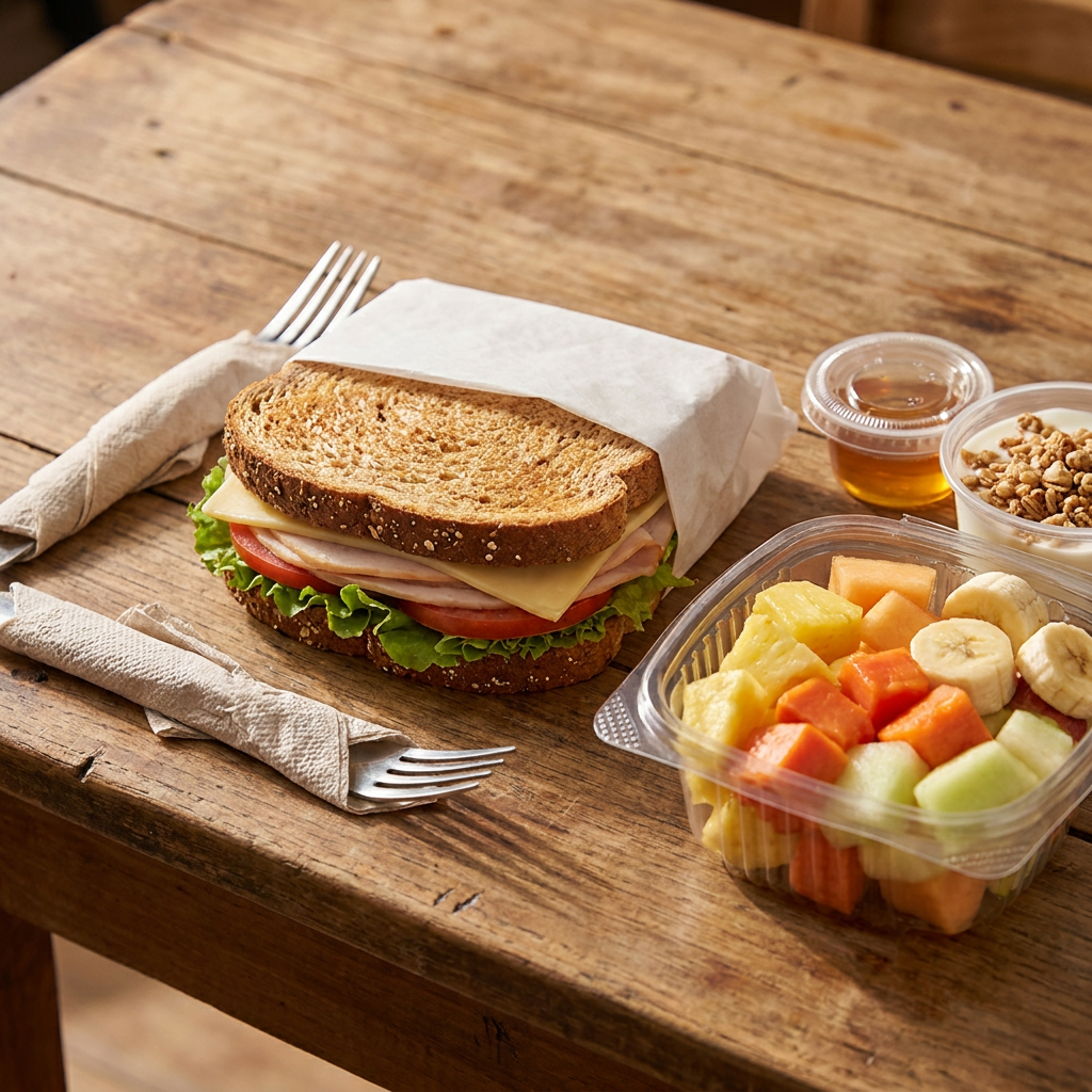 Sandwich de Jamón de Pavo + Cóctel de Frutas 1