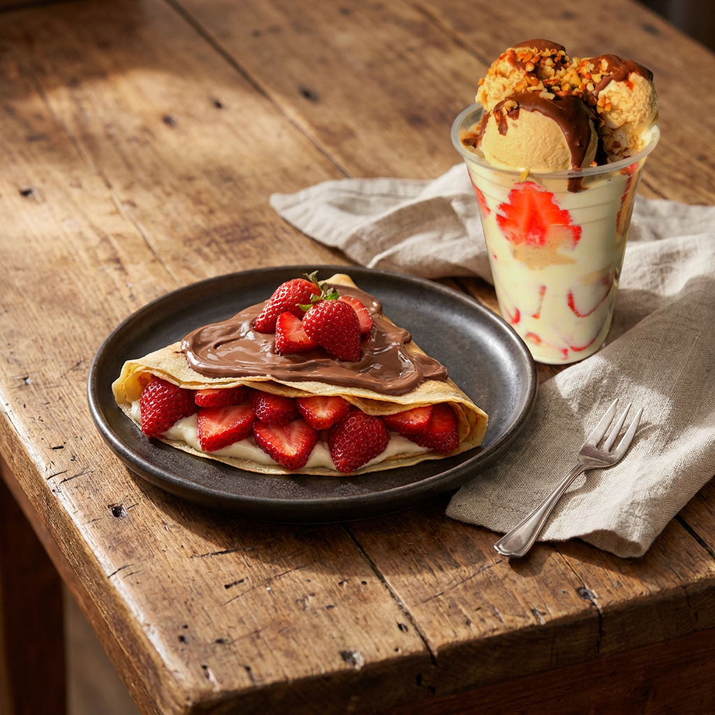 1 Arma Tu Crepa Dulce + 1 Fresas con Crema