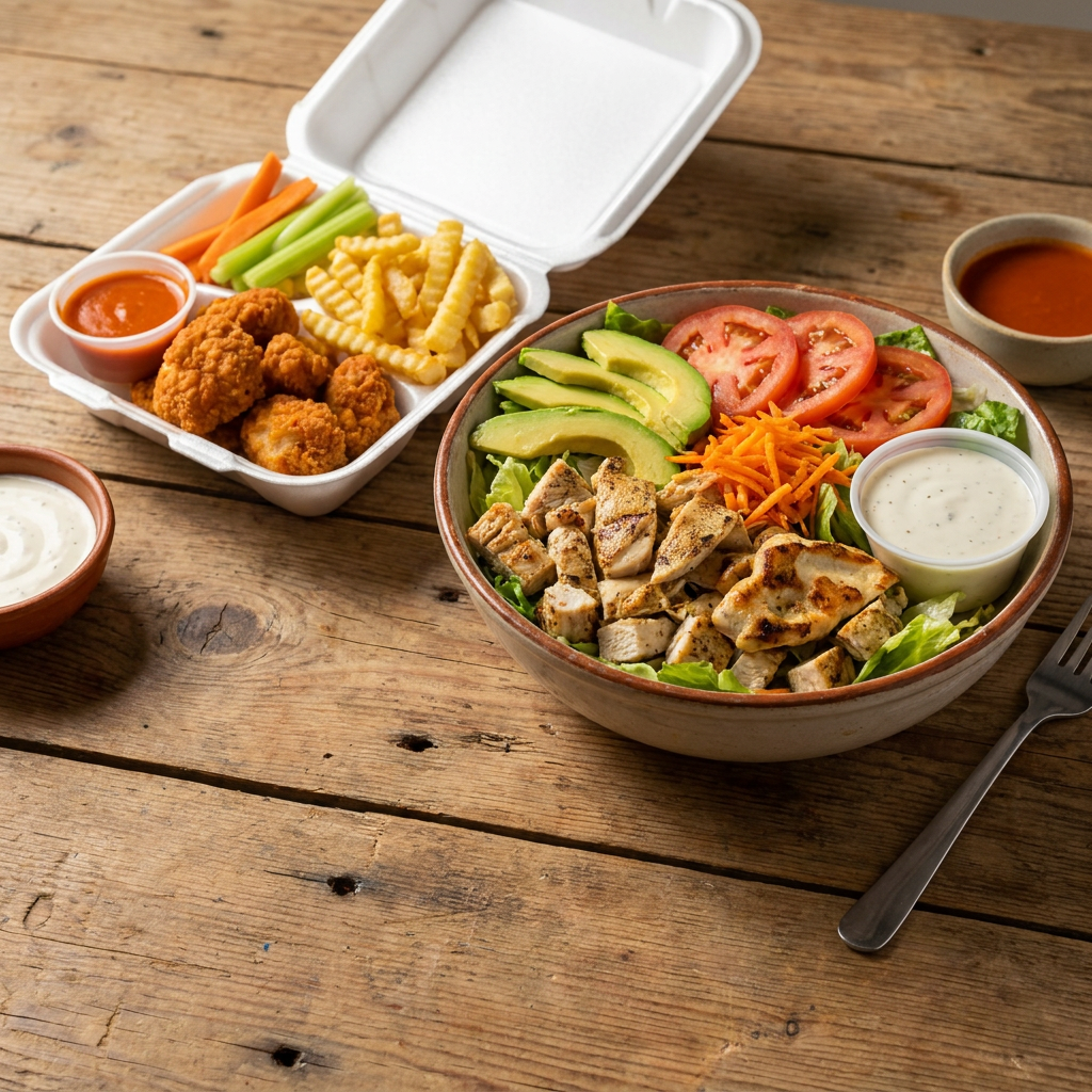 Boneless + Ensalada con Tiras de Pechuga Pollo