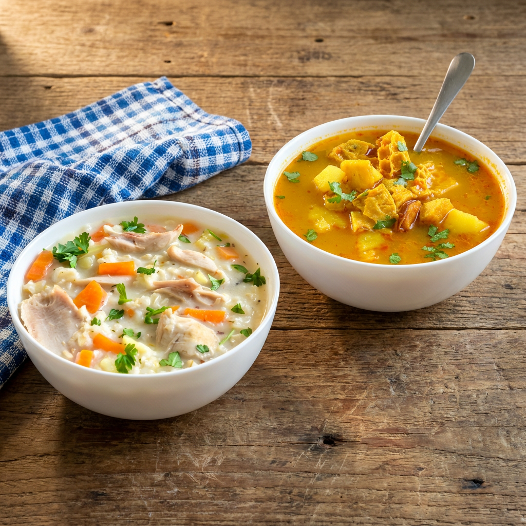 Sopa de Pollo + Sopa de Mondongo