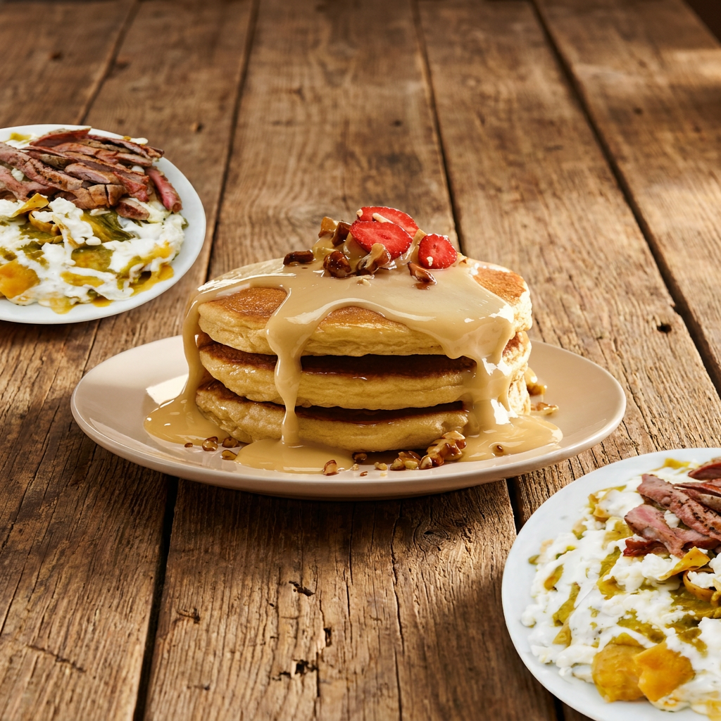 Chilaquiles G + Hot Cake